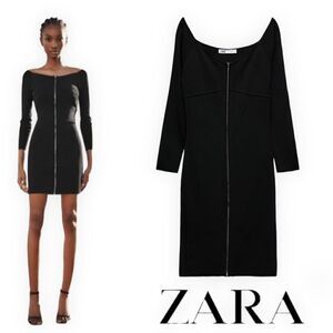 ZARA | Black | KNIT DRESS WITH ZIPPER